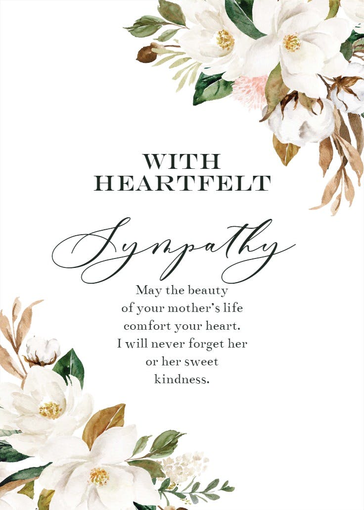 Magnolia elegance - sympathy & condolences card