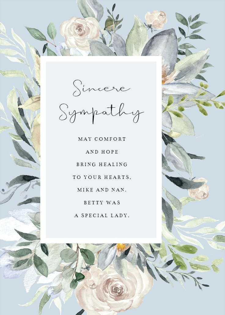 Offset panel - sympathy & condolences card