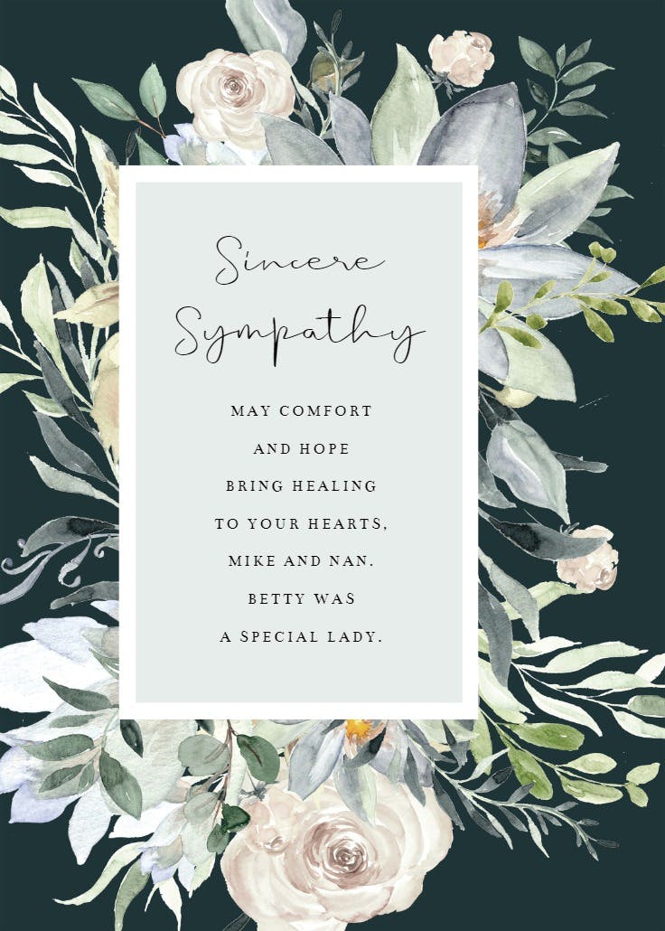 Offset panel - sympathy & condolences card