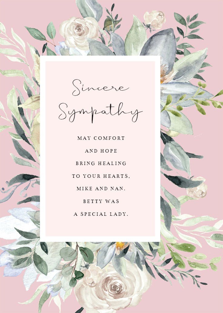 Offset panel - sympathy & condolences card