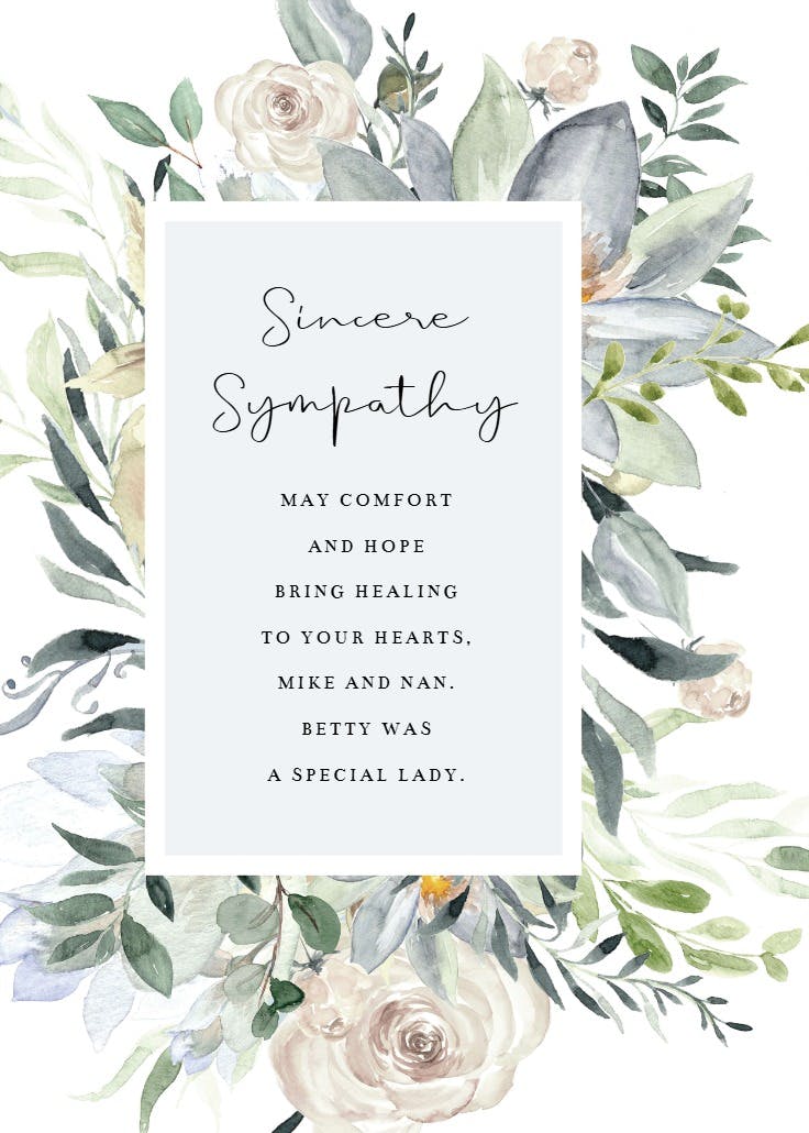 Offset panel - sympathy & condolences card