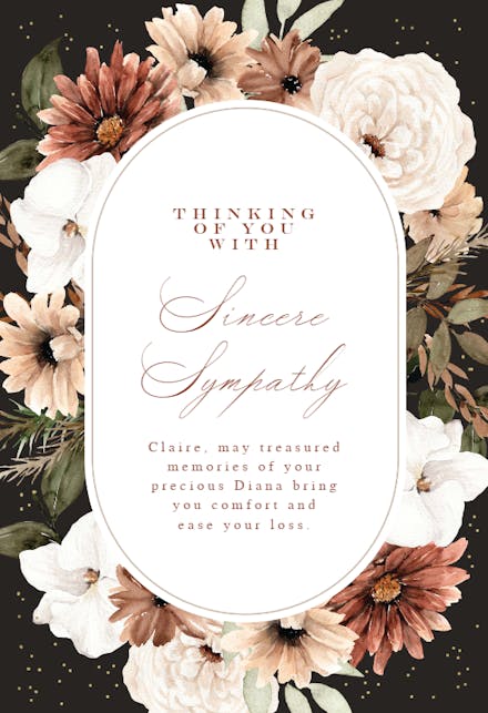 Pastel Autumn flowers - Sympathy & Condolences Card