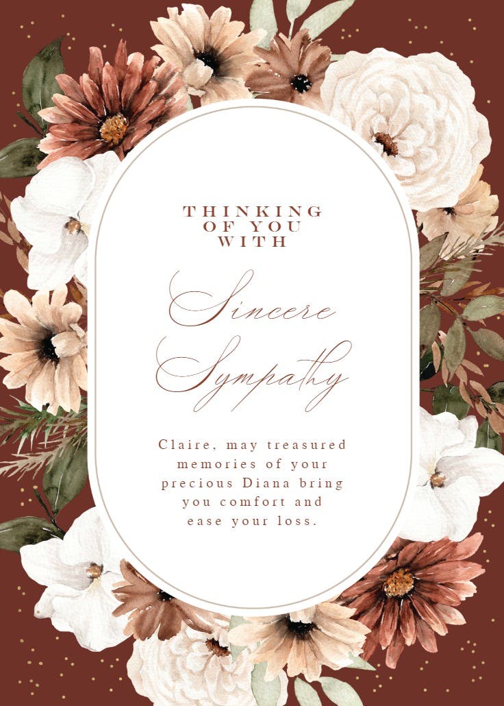 Pastel autumn flowers - sympathy & condolences card