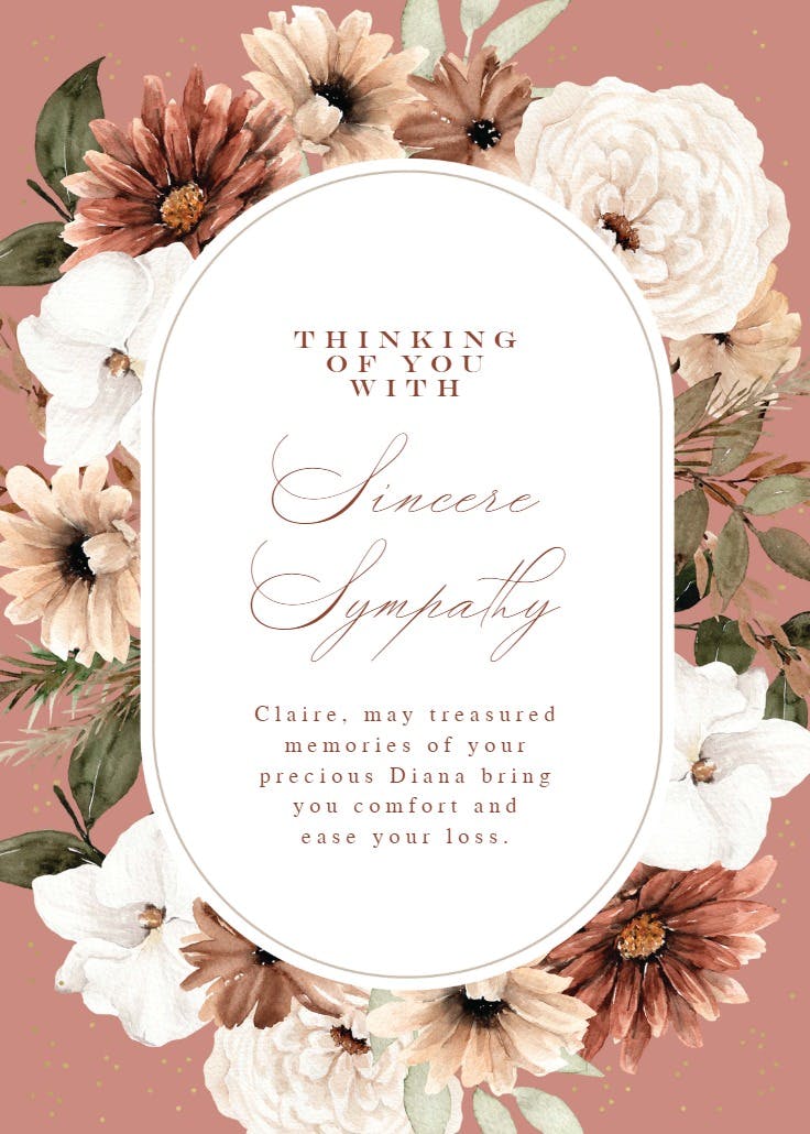 Pastel autumn flowers - sympathy & condolences card