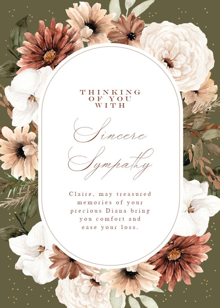 Pastel autumn flowers - sympathy & condolences card