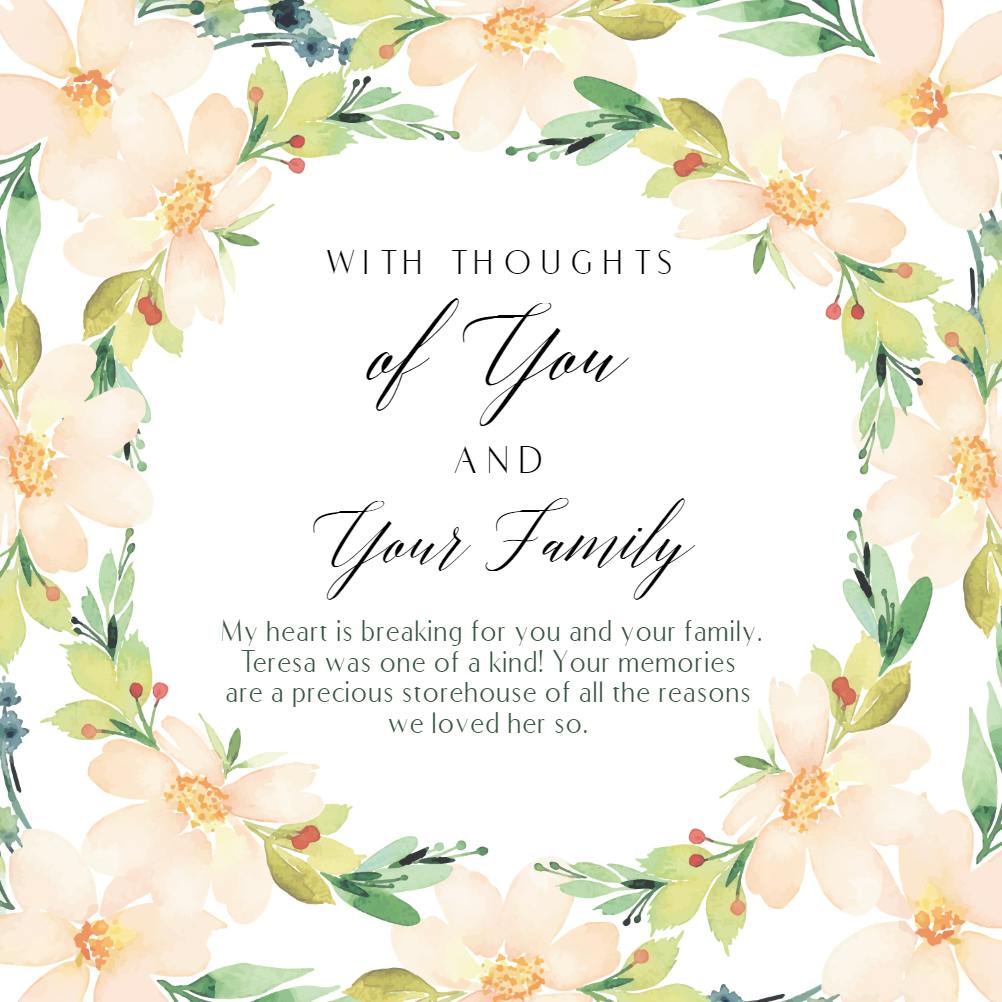 Reflective floral -  tarjeta de condolencias