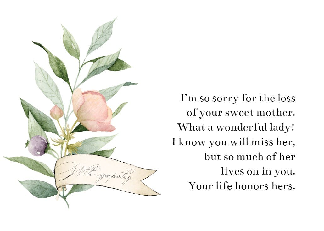 Ribboned stem - sympathy & condolences card