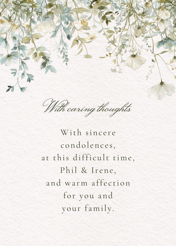 Sage leaves - sympathy & condolences card