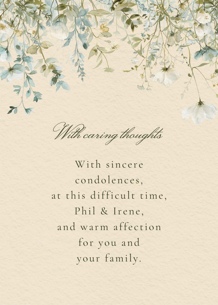 Sage leaves - sympathy & condolences card
