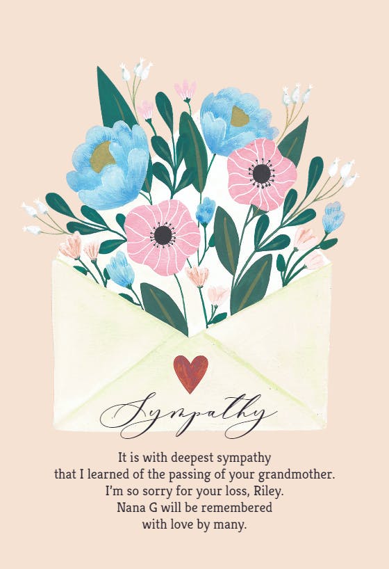 Sending sympathy - tarjeta de condolencias