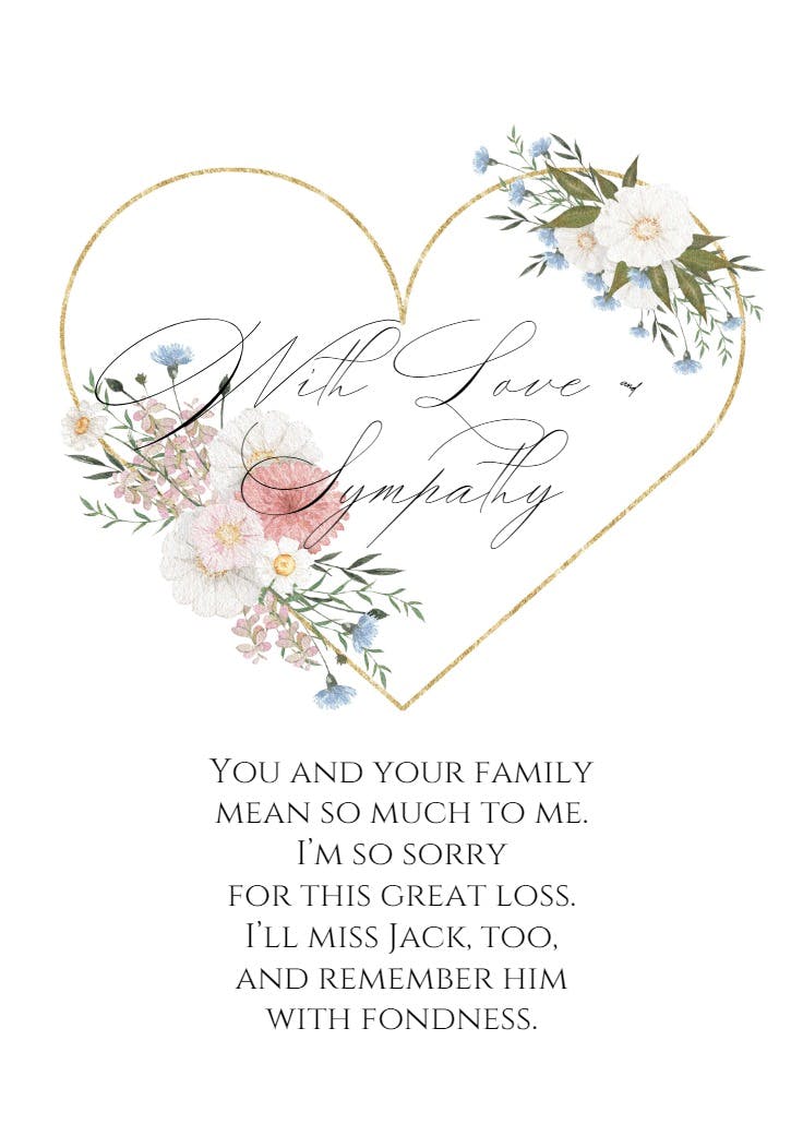 Simple heart - sympathy & condolences card