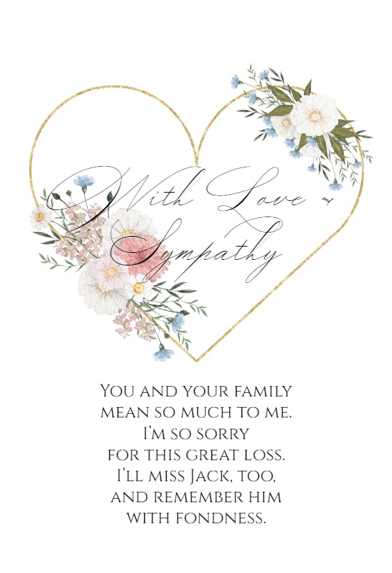 Simple heart - sympathy & condolences card