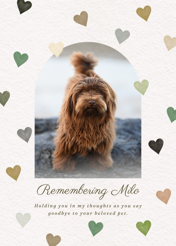 Simple hearts - loss of pet card