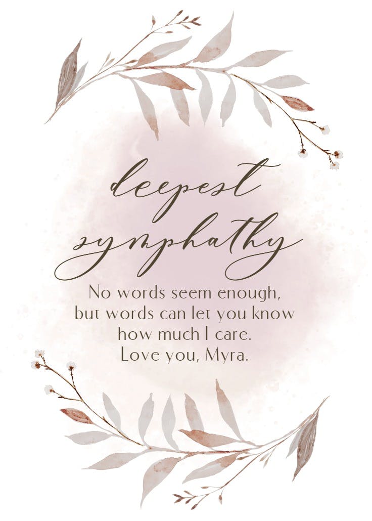 Subtle greenery - sympathy & condolences card
