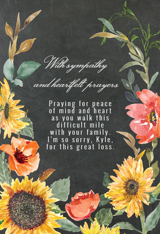Sunflower rustic - sympathy & condolences card