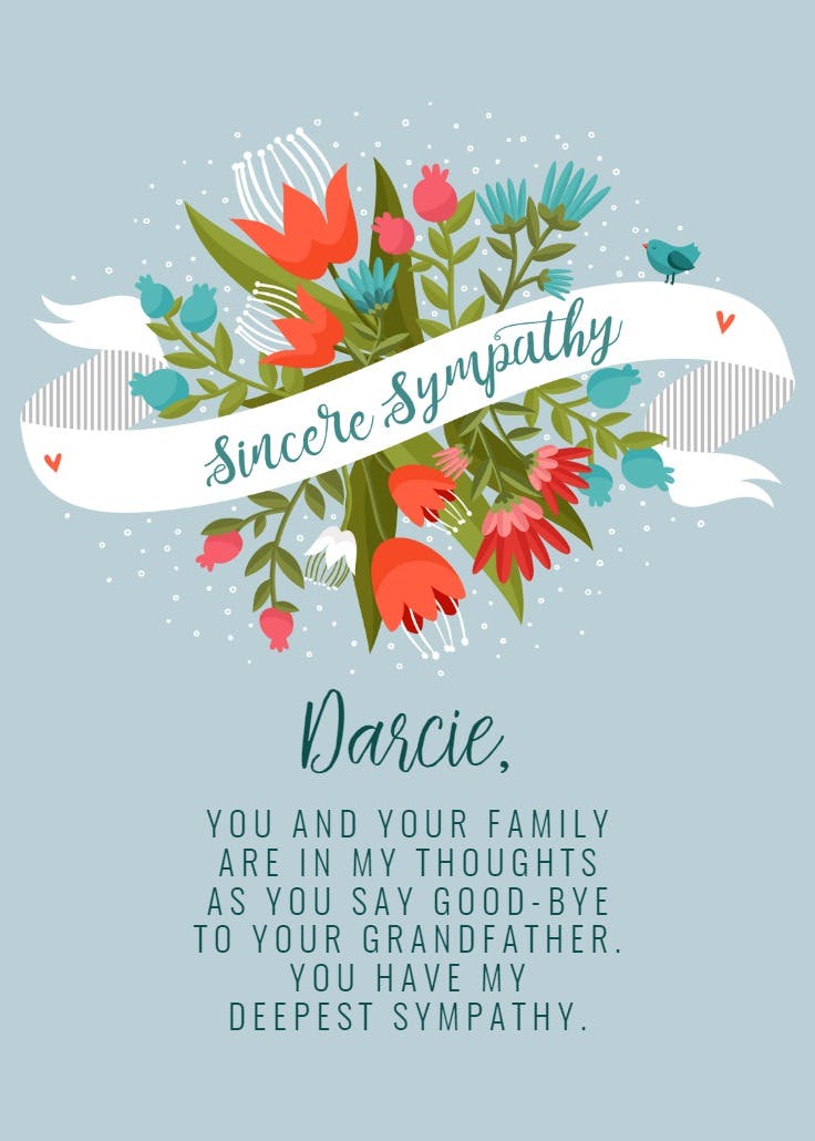 Sympathy sash - sympathy & condolences card