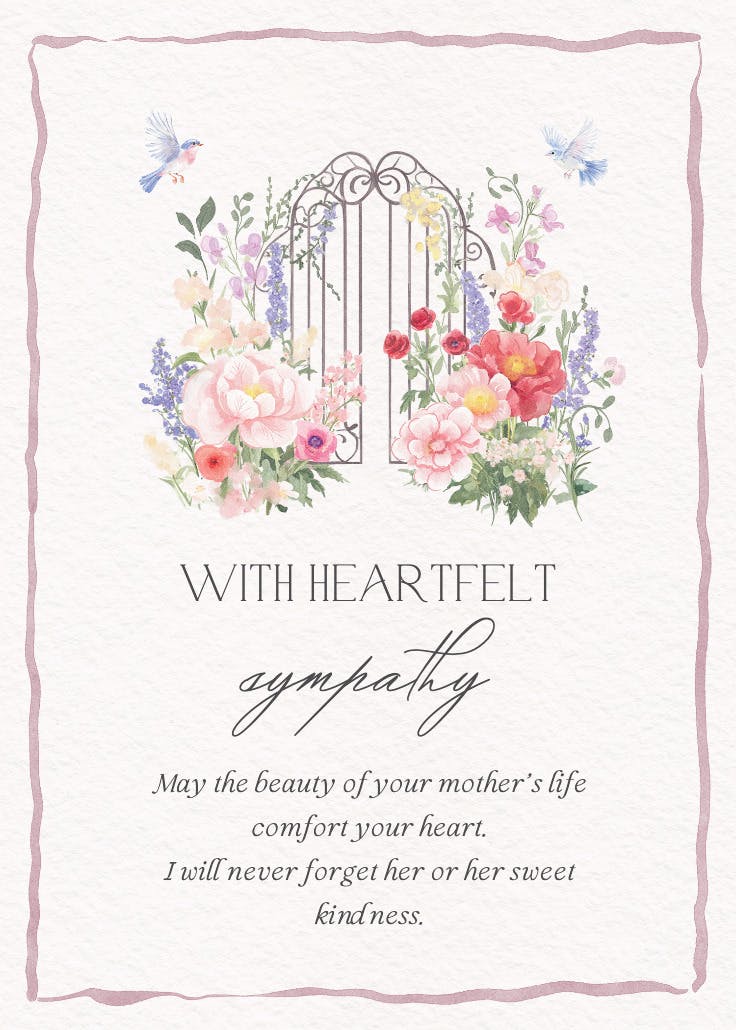 The garden gate - sympathy & condolences card