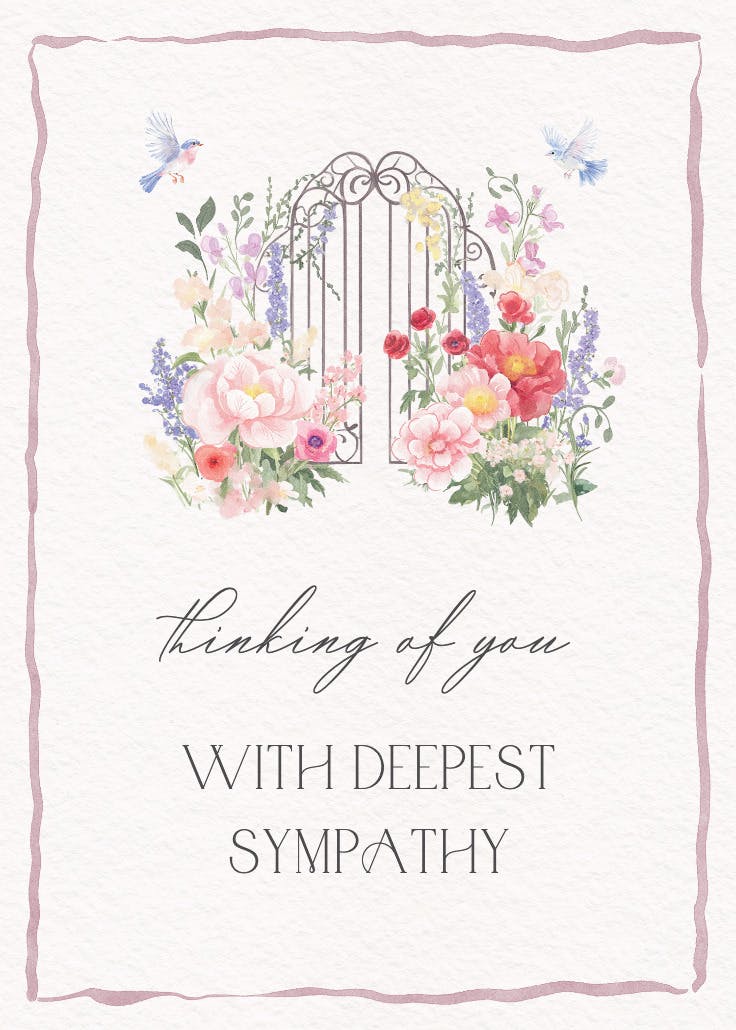 Through the garden gate - sympathy & condolences card