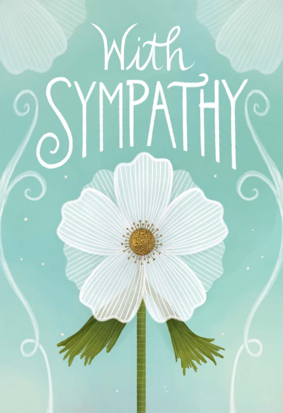 White blossom - sympathy & condolences card