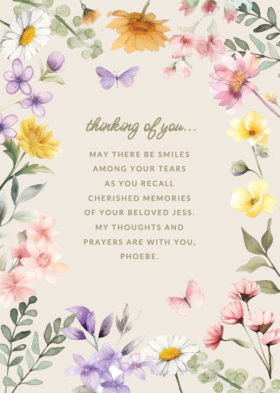 Wonderful florals - sympathy & condolences card