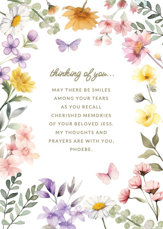 Wonderful florals - sympathy & condolences card
