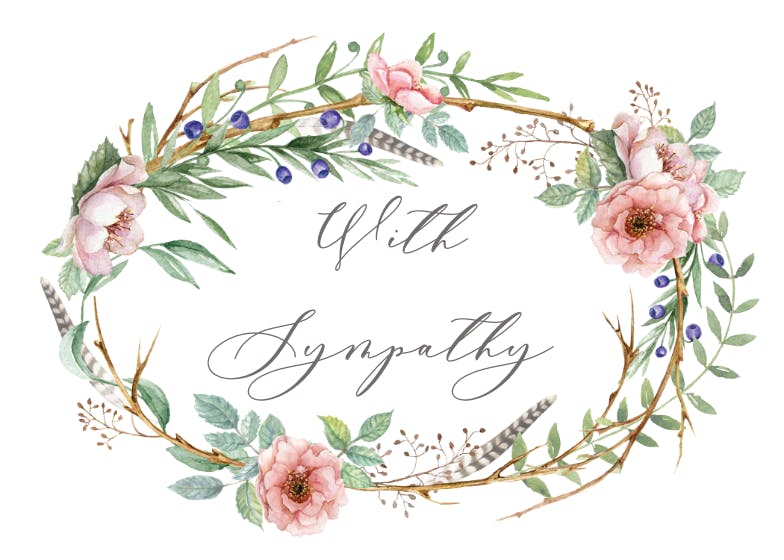 Woodland flower wreath - sympathy & condolences card