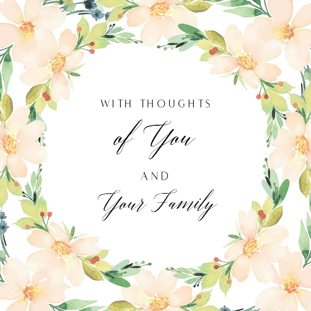 You and yours - sympathy & condolences card