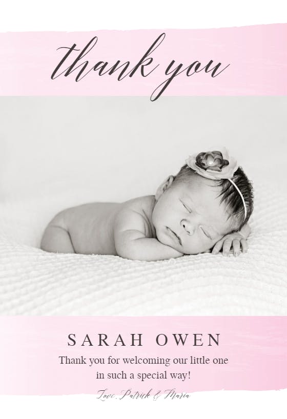 Baby face - tarjetas de agradecimiento por la bienvenida natal