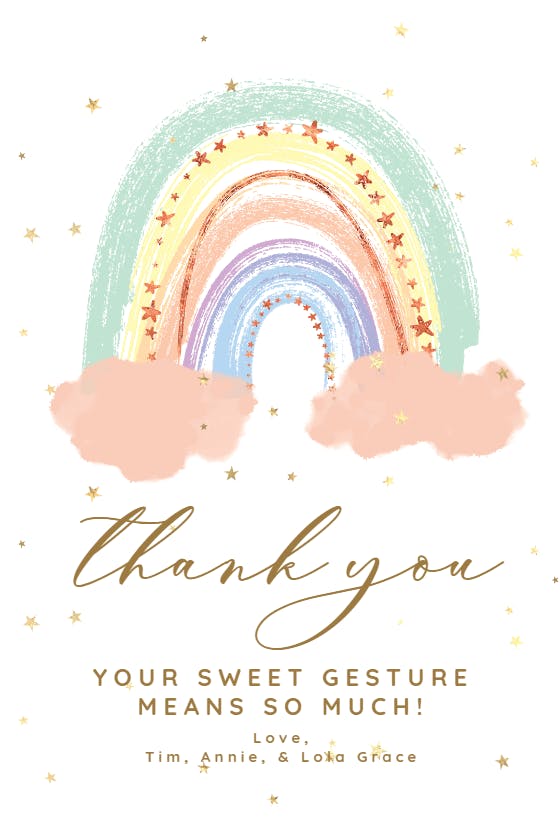 Beautiful bow - baby shower thank you card