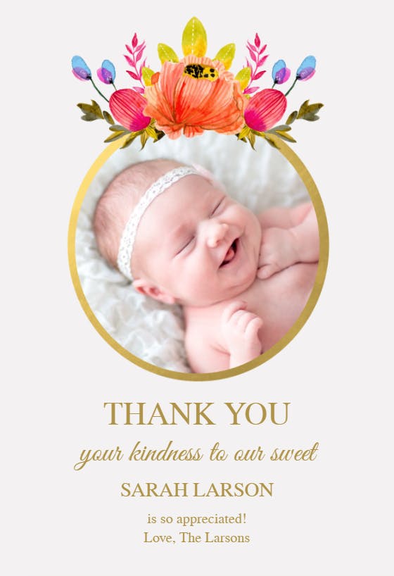 Crested circle - baby shower thank you card