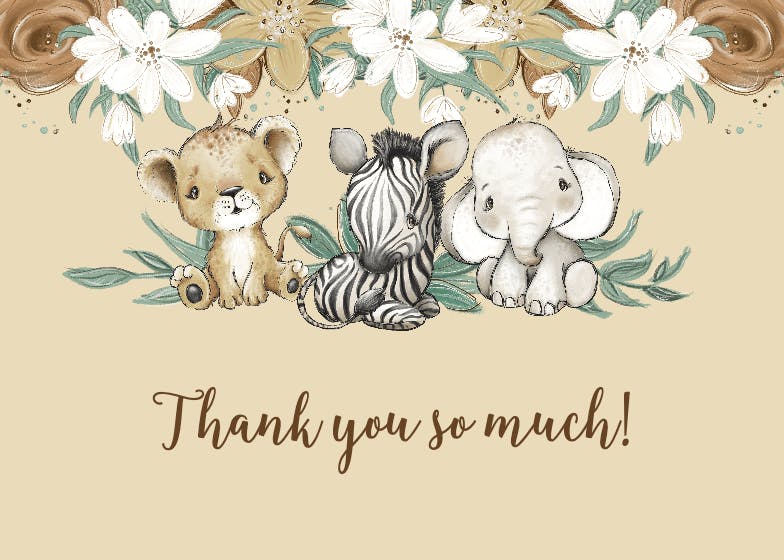 Cuddle babies floral - baby shower thank you card