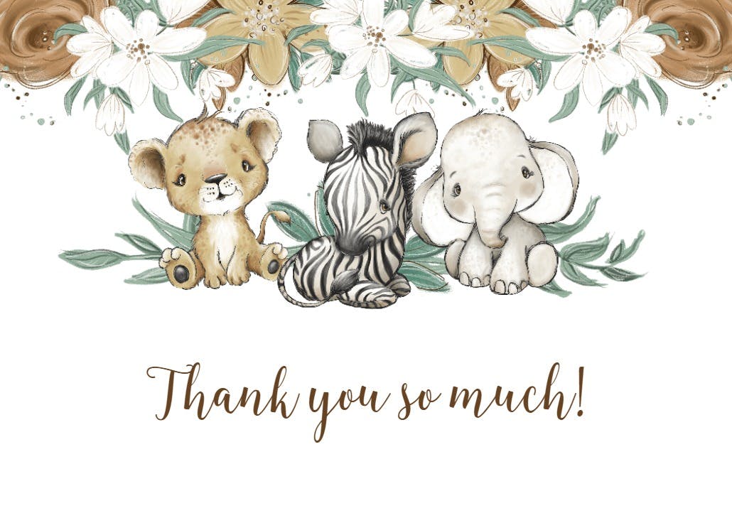 Cuddle babies floral - baby shower thank you card