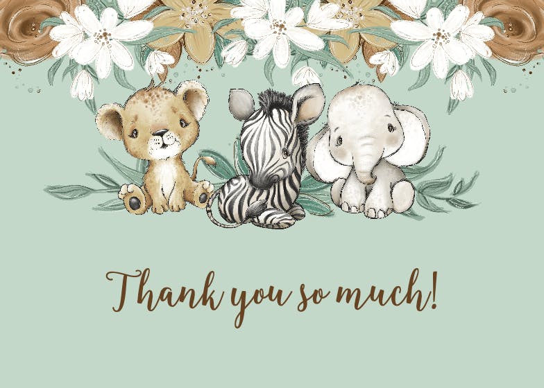 Cuddle babies floral - baby shower thank you card