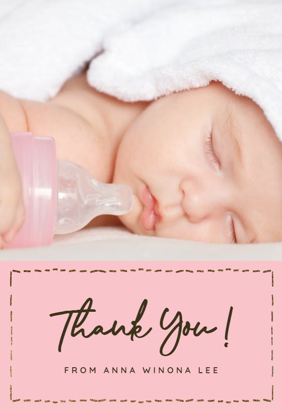 Dotted border - baby shower thank you card