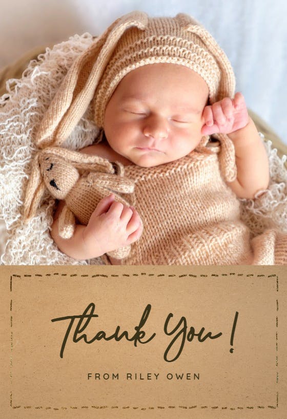 Dotted border - baby shower thank you card