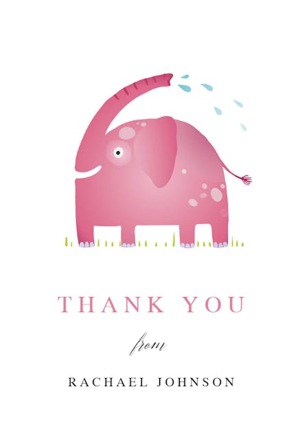 Elephant Splash - Baby Shower Thank You Card