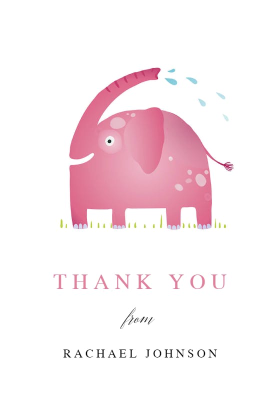 Elephant splash -  tarjetas de agradecimiento por la bienvenida natal