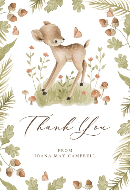 Happy fawn - Baby Shower Thank You Card
