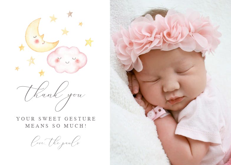 Hello baby - baby shower thank you card