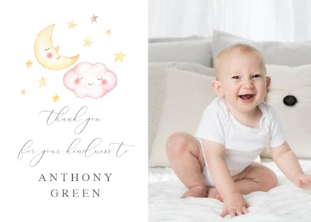 Hello Baby Blue - Baby Shower Thank You Card