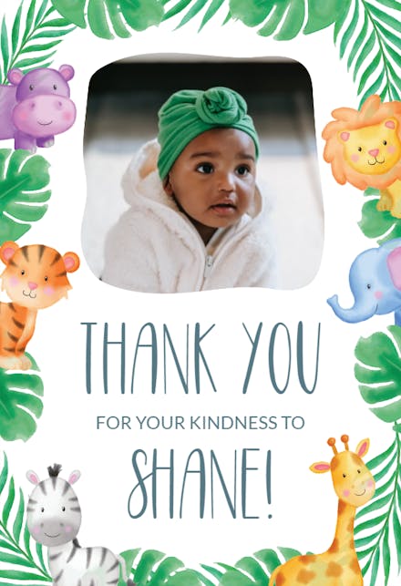 Jungle Animal - Baby Shower Thank You Card