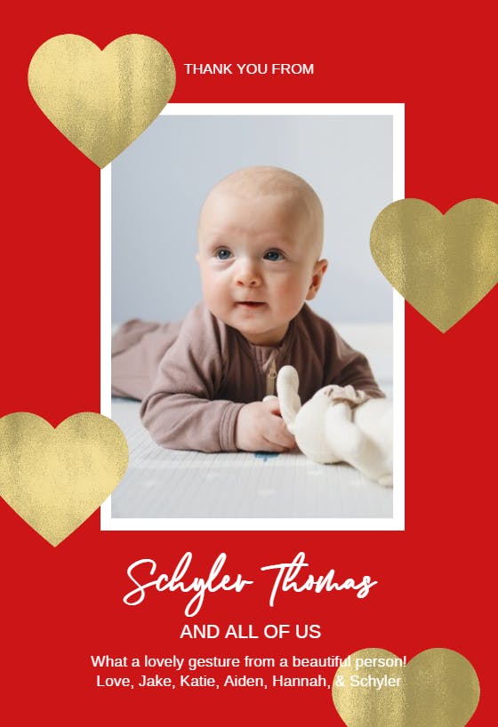 Little sweetheart - baby shower thank you card