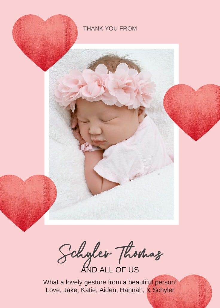 Little sweetheart - baby shower thank you card