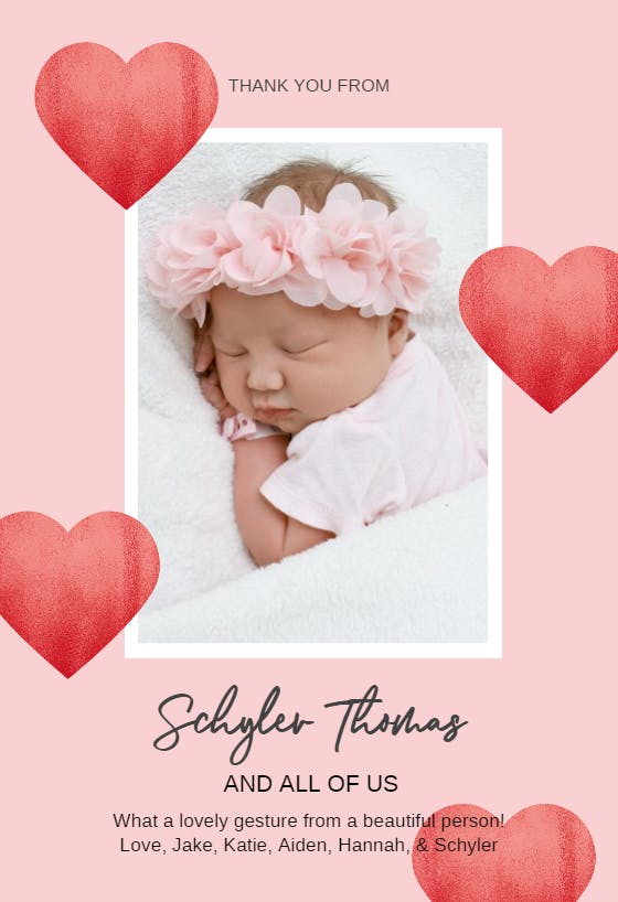 Little sweetheart - baby shower thank you card