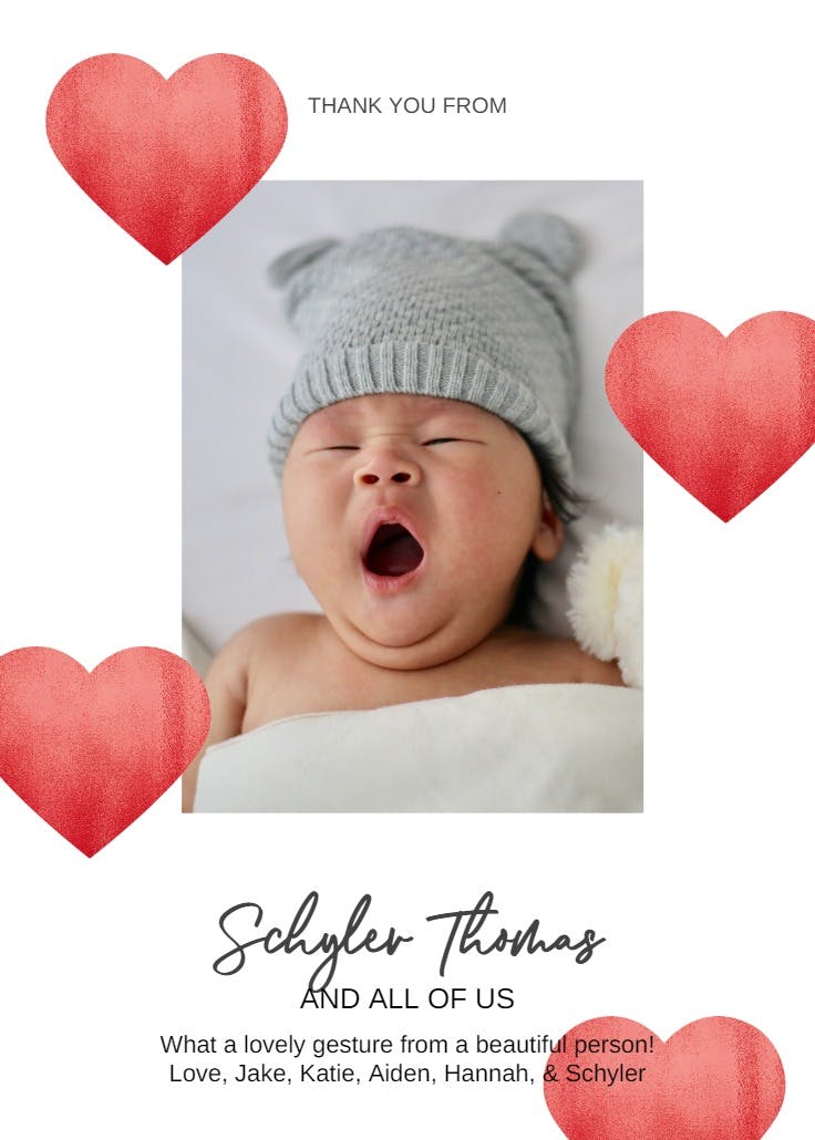 Little sweetheart - baby shower thank you card