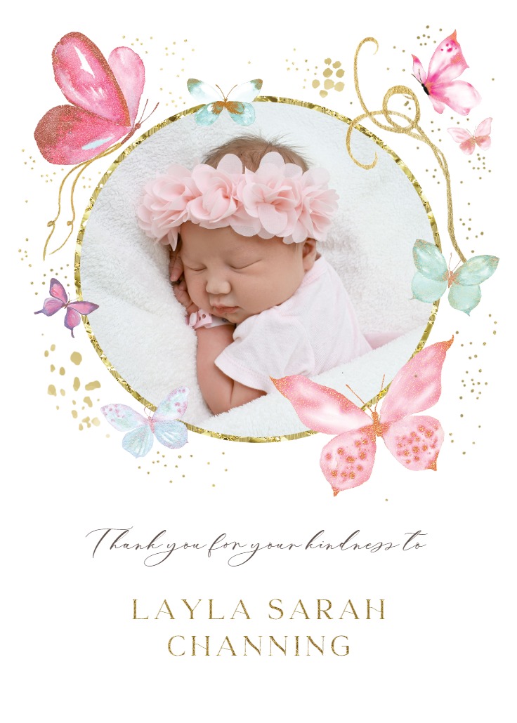 Magical Butterflies - Baby Shower Thank You Card | Greetings Island