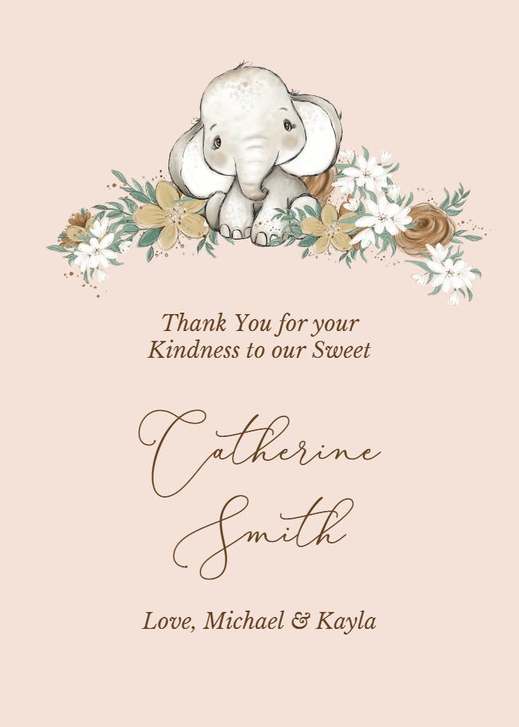 Memorable moments - baby shower thank you card