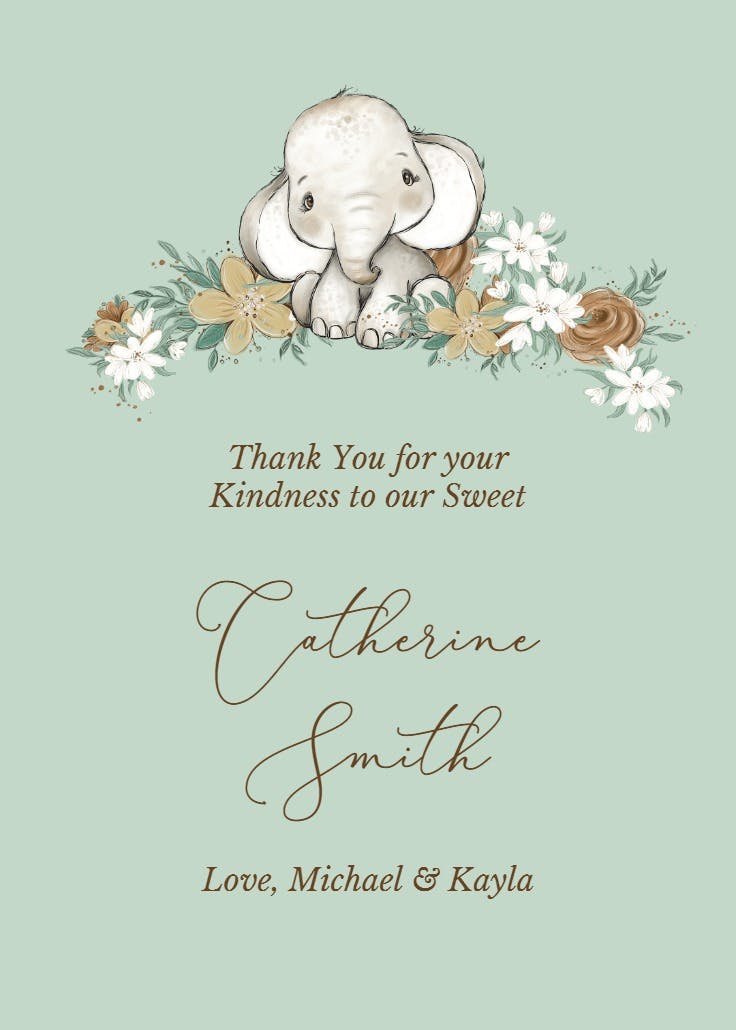 Memorable moments - baby shower thank you card