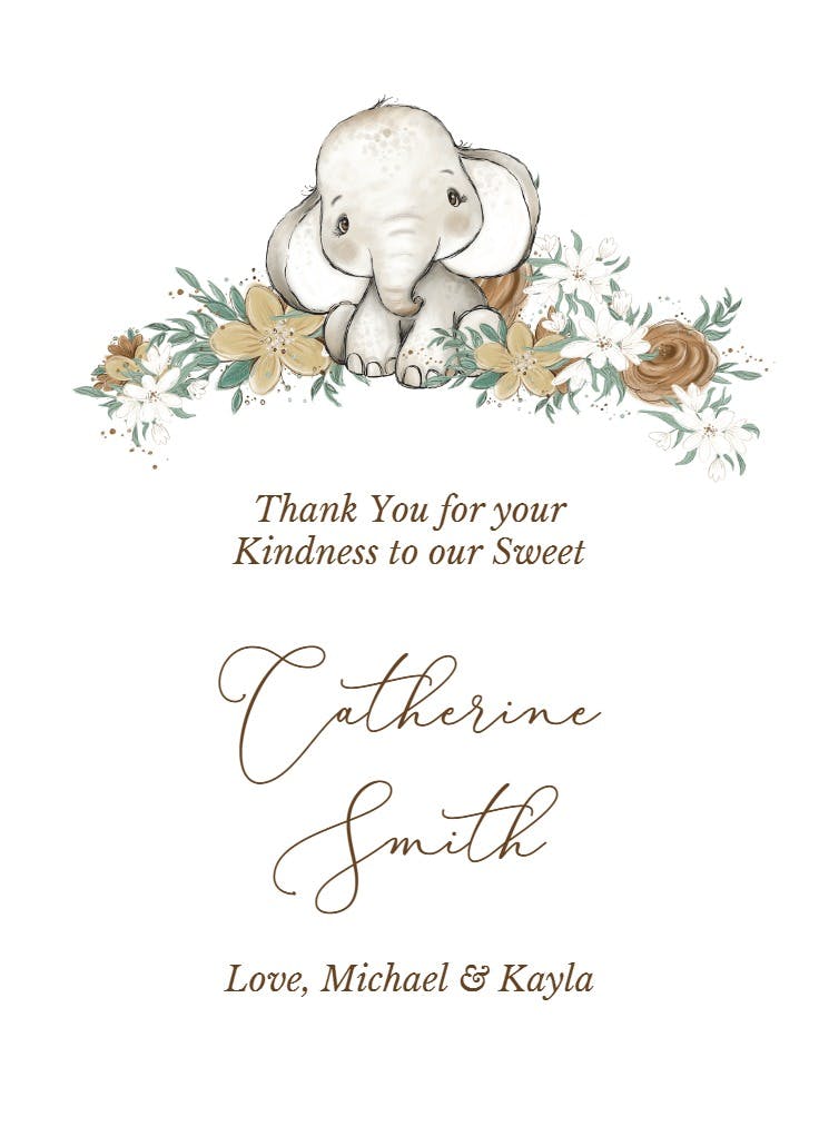 Memorable moments - baby shower thank you card