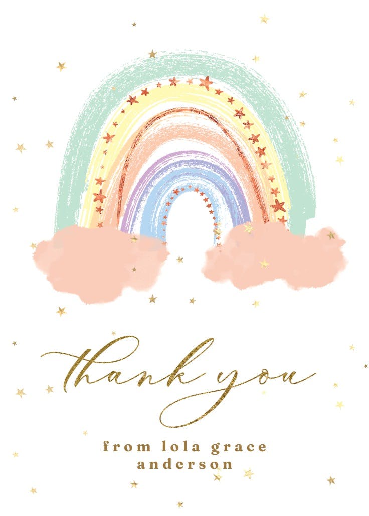 Pastel rainbow - baby shower thank you card